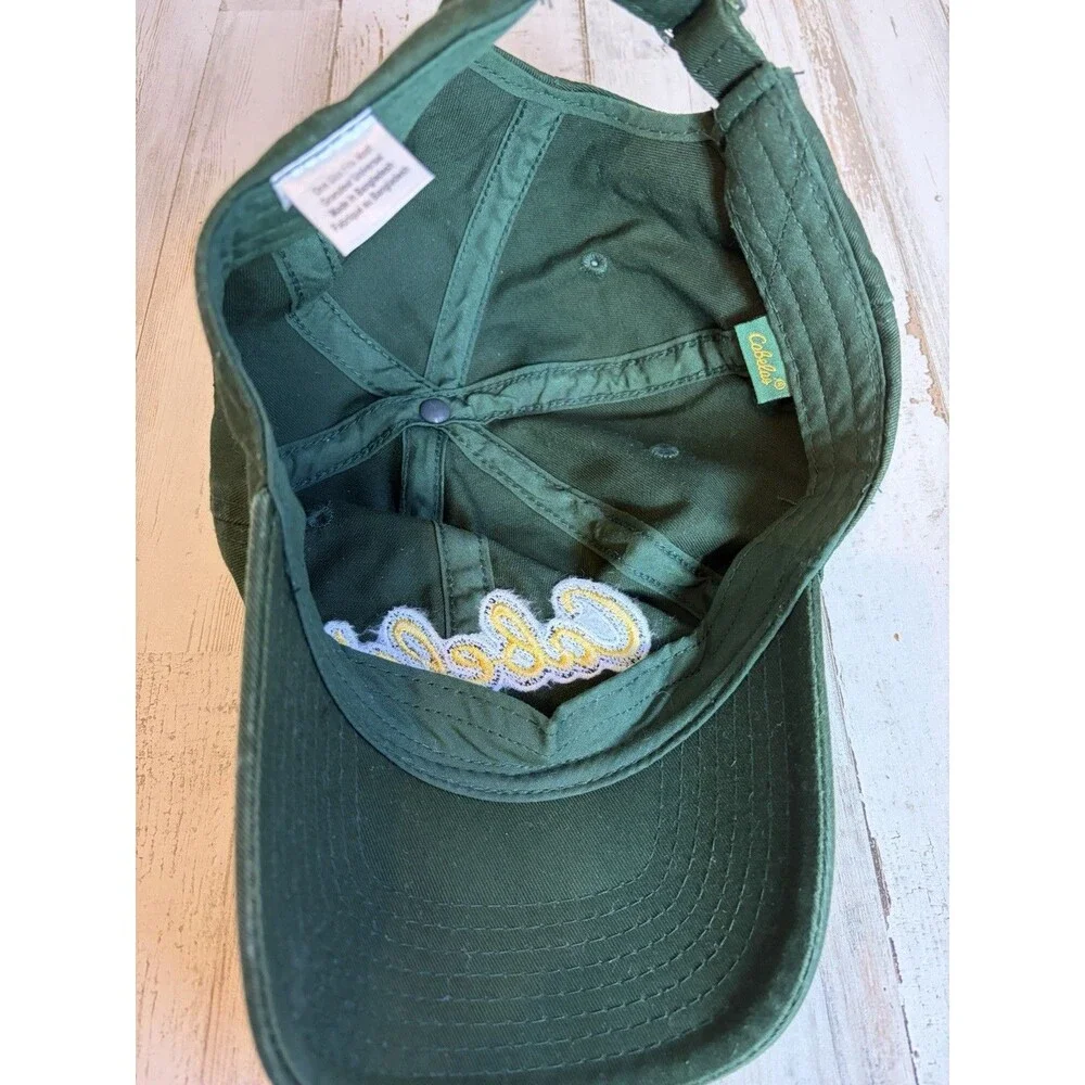 Green Adjustable Cotton Ball Cap Hat, One Size Unisex Adults